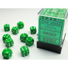 Opaque Green/white 12mm d6 Dice Block ( 36 dice)