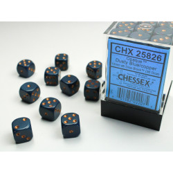 Opaque Dusty Blue/copper 12mm d6 Dice Block (36 dice)