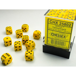 Opaque Yellow/black 12mm d6 Dice Block (36 dice)