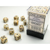 Marble Ivory/black 12mm d6 Dice Block (36 dice)