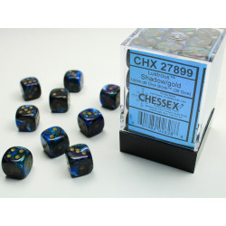 Lustrous Shadow/gold 12mm d6 Dice Block (36 dice)