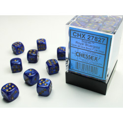 Scarab Royal Blue/gold 12mm d6 Dice Block (36 dice)