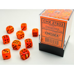 Vortex Orange/black 12mm d6 Dice Block (36 dice)