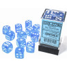 Borealis Sky Blue/white Luminary 16mm d6 Dice Block (12 dice)