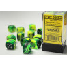 Gemini Green-yellow/silver 16mm d6 Dice Block (12 dice)