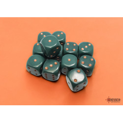 Opaque Dusty Green/copper 16mm d6 Dice Block (12 dice)