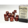 Glitter Ruby/gold 16mm d6 Dice Block (12 dice)