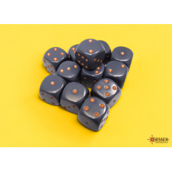 Opaque Dark Grey/copper 16mm d6 Dice Block (12 dice)