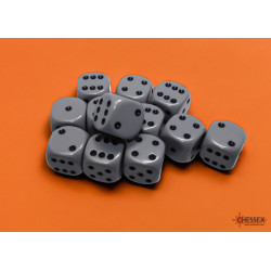 Opaque Grey/black 16mm d6 Dice Block