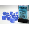 Frosted Blue/white 16mm d6 Dice Block (12 dice)