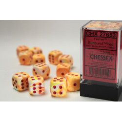 Festive Sunburst w/red 16mm d6 Dice Block (12 dice)