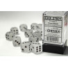 Frosted Clear/black 16mm d6 Dice Block (12 dice)