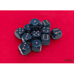 Opaque Dusty Blue/copper 16mm d6 Dice Block (12 dice)