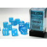 Frosted Caribbean Blue/white 16mm d6 Dice Block (12 dice)