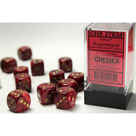 Vortex Burgundy/gold 16mm d6 Dice Block