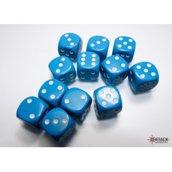 Opaque Light Blue/white 16mm d6 Dice Block (1s dice)