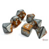 Gemini Copper-Steel/white Polyhedral 7 - Dice Set