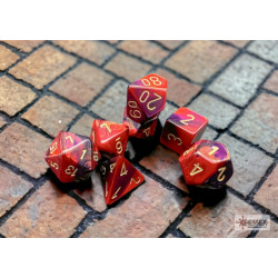 Gemini Purple-Red/gold Polyhedral 7- Dice Set