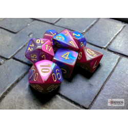 Gemini Blue-Purple/gold Polyhedral 7 -Dice Set