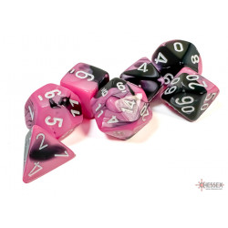 Gemini Black-Pink/white Polyhedral 7-Dice Set