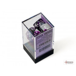 Gemini Purple-Steel/white Polyhedral 7-Dice Set