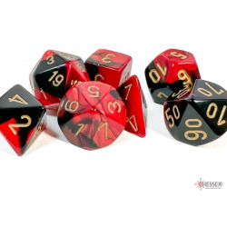 Gemini Black-Red/gold Polyhedral 7-Dice Set