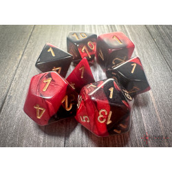 Gemini Black-Red/gold Polyhedral 7-Dice Set