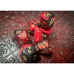 Gemini Black-Red/gold Polyhedral 7-Dice Set