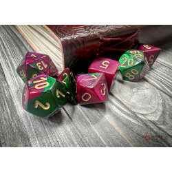 Gemini Green-Purple/gold Polyhedral 7-Dice Set