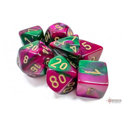 Gemini Green-Purple/gold Polyhedral 7-Dice Set