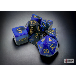 Gemini Black-Blue/gold Polyhedral 7-Dice Set