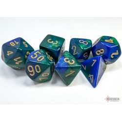 Gemini Blue-Green/gold Polyhedral 7-Dice Set