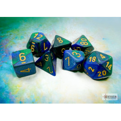 Gemini Blue-Green/gold Polyhedral 7-Dice Set