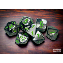 Gemini Black-Grey/green Polyhedral 7-Dice Set