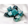 Gemini Black-Shell/white Polyhedral 7-Dice Set