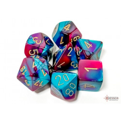 Gemini Purple-Teal/gold Polyhedral 7-Dice Set