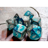 Gemini Steel-Teal/white Polyhedral 7-Dice Set