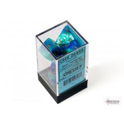 Gemini Blue-Teal/gold Polyhedral 7-Dice Set