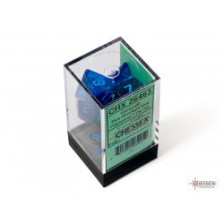 Gemini Blue-Blue/light blue Luminary Polyhedral 7-Dice Set