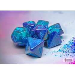 Gemini Blue-Blue/light blue Luminary Polyhedral 7-Dice Set