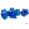 Gemini Blue-Blue/light blue Luminary Polyhedral 7-Dice Set