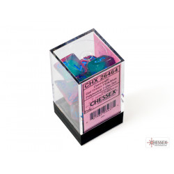 Gemini Gel Green-Pink/blue Luminary Polyhedral 7-Dice Set