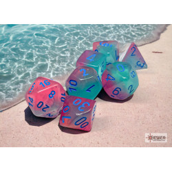 Gemini Gel Green-Pink/blue Luminary Polyhedral 7-Dice Set