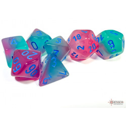 Gemini Gel Green-Pink/blue Luminary Polyhedral 7-Dice Set