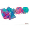 Gemini Gel Green-Pink/blue Luminary Polyhedral 7-Dice Set