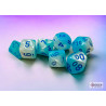 Gemini Pearl Turquoise-White/blue Luminary Polyhedral 7-Dice Set