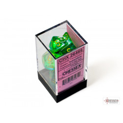 Gemini Translucent Green-Teal/yellow Polyhedral 7-Dice Set