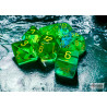 Gemini Translucent Green-Teal/yellow Polyhedral 7-Dice Set