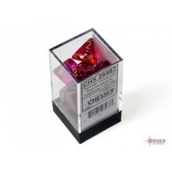 Gemini Translucent Red-Violet/gold Polyhedral 7-Dice Set