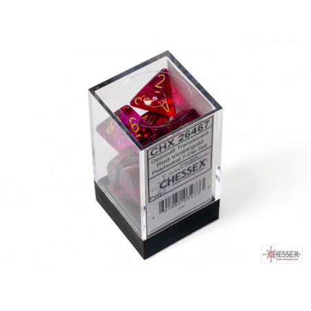 Gemini Translucent Red-Violet/gold Polyhedral 7-Dice Set